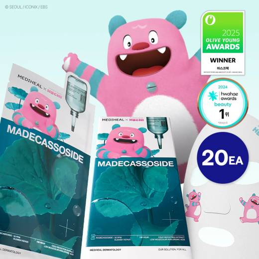 MEDIHEAL Madecassoside Essential Mask Sheet Blemish Repair 20ea (Seoul Mascot, HECHI Collaboration)