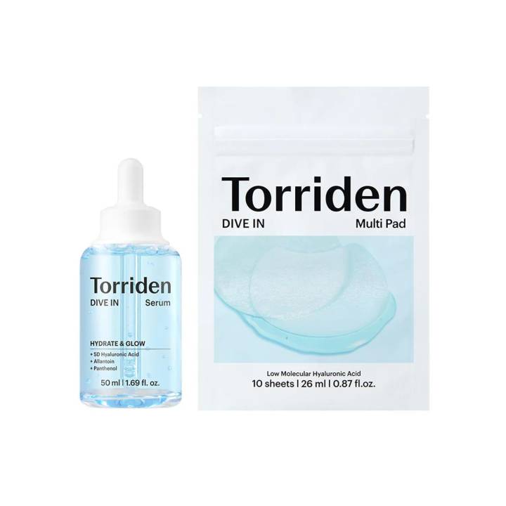 [Upgraded] Torriden Dive In Low Molecular Hyaluronic Acid Serum 50ml Set (+Multi Pad 10 Sheets)