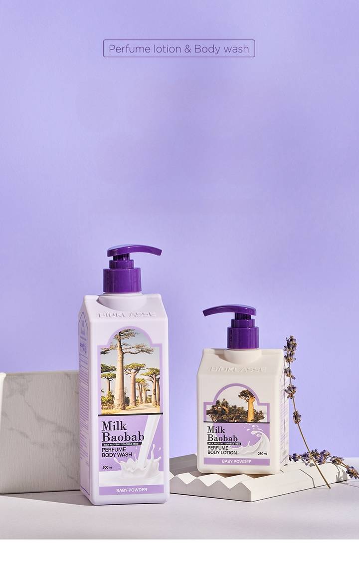 MILK BAOBAB perfume body lotion baby powder 250ml