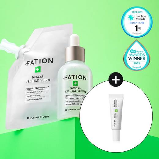 FATION Nosca9 Trouble Serum 50ml Large Set (+Refill 40ml+Cream 10ml)
