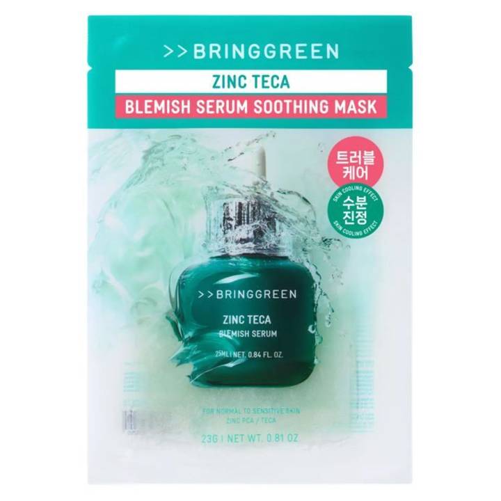 BRINGGREEN Zinc Teca Trouble Serum Soothing Mask Sheet 3+1 Set